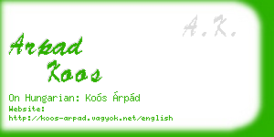 arpad koos business card