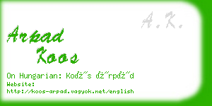 arpad koos business card